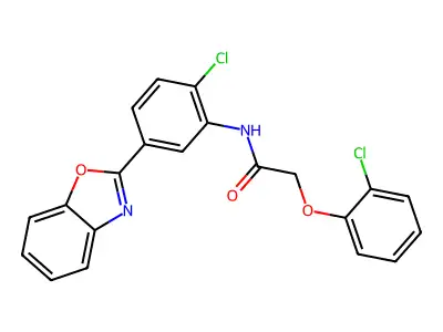 N-[5-(1,3-benzoxazol-2-yl)-2-chlorophenyl]-2-(2-chlorophenoxy)acetamide structure