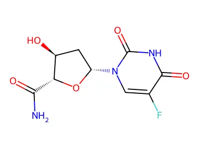 1,2-Dideoxy-1-(5-fluoro-3,4-dihydro-2,4-dioxo-1(2H)-pyrimidinyl)-beta-D-erythro-pentofuranuronamide structure