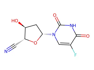 1,2-Dideoxy-1-(5-fluoro-3,4-dihydro-2,4-dioxo-1(2H)-pyrimidinyl)-beta-D-erythro-Pentofuranurononitrile structure