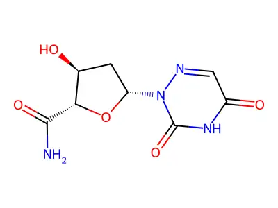 1,2-Dideoxy-1-(4,5-dihydro-3,5-dioxo-1,2,4-triazin-2(3H)-yl)-beta-D-erythro-pentofuranuronamide structure