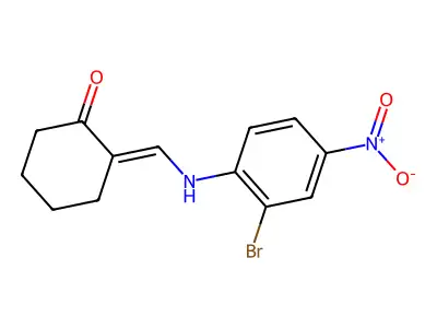 (2E)-2-[(2-bromo-4-nitroanilino)methylidene]cyclohexan-1-one structure