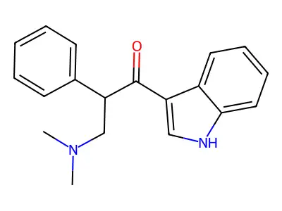 3-(Dimethylamino)-1-(1H-indol-3-yl)-2-phenylpropan-1-one structure