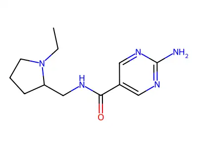 5-Pyrimidinecarboxamide, 2-amino-N-((1-ethyl-2-pyrrolidinyl)methyl)- structure