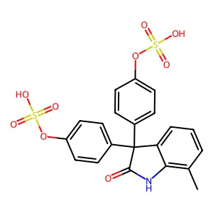 1,3-Dihydro-7-methyl-3,3-bis(4-(sulfooxy)phenyl)-2H-indol-2-one structure