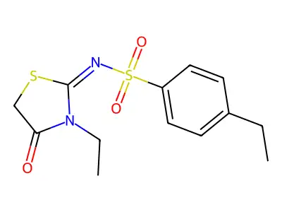 4-ethyl-N-(3-ethyl-4-oxo-1,3-thiazolidin-2-ylidene)benzenesulfonamide structure