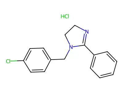 1H-Imidazole, 4,5-dihydro-1-((4-chlorophenyl)methyl)-2-phenyl-, monohydrochloride structure