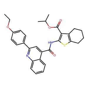 propan-2-yl 2-[[2-(4-ethoxyphenyl)quinoline-4-carbonyl]amino]-4,5,6,7-tetrahydro-1-benzothiophene-3-carboxylate structure