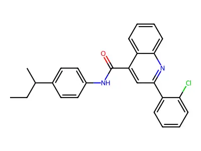 N-(4-butan-2-ylphenyl)-2-(2-chlorophenyl)quinoline-4-carboxamide structure