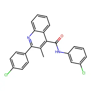 N-(3-chlorophenyl)-2-(4-chlorophenyl)-3-methylquinoline-4-carboxamide structure