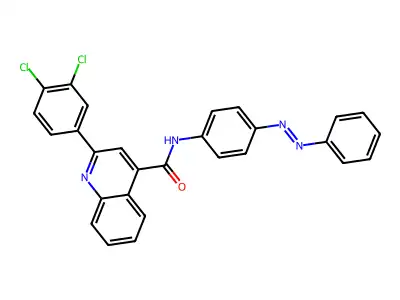 2-(3,4-dichlorophenyl)-N-{4-[(E)-phenyldiazenyl]phenyl}quinoline-4-carboxamide structure