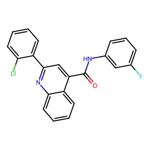 2-(2-chlorophenyl)-N-(3-fluorophenyl)quinoline-4-carboxamide structure