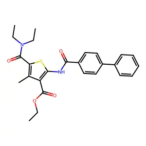 ethyl 2-[(biphenyl-4-ylcarbonyl)amino]-5-(diethylcarbamoyl)-4-methylthiophene-3-carboxylate structure
