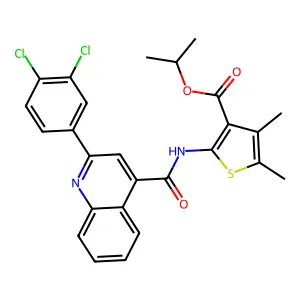propan-2-yl 2-[[2-(3,4-dichlorophenyl)quinoline-4-carbonyl]amino]-4,5-dimethylthiophene-3-carboxylate structure