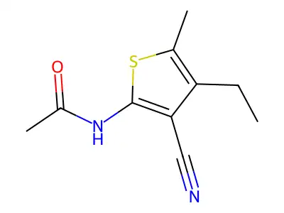 N-(3-cyano-4-ethyl-5-methyl-2-thienyl)acetamide structure