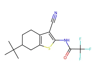 N-(6-(tert-Butyl)-3-cyano-4,5,6,7-tetrahydrobenzo[b]thiophen-2-yl)-2,2,2-trifluoroacetamide structure