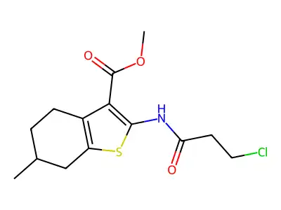 Methyl 2-[(3-chloropropanoyl)amino]-6-methyl-4,5,6,7-tetrahydro-1-benzothiophene-3-carboxylate structure