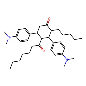 3,5-Bis[4-(dimethylamino)phenyl]-4-heptanoyl-2-pentylcyclohexan-1-one structure