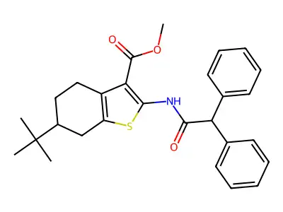 methyl 6-tert-butyl-2-[(diphenylacetyl)amino]-4,5,6,7-tetrahydro-1-benzothiophene-3-carboxylate structure