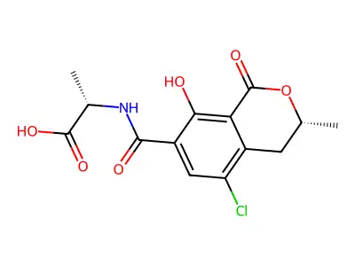 Alanine, N-((5-chloro-8-hydroxy-3-methyl-1-oxo-7-isochromanyl)carbonyl)- structure