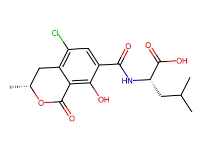 Leucine, N-((5-chloro-8-hydroxy-3-methyl-1-oxo-7-isochromanyl)carbonyl)- structure