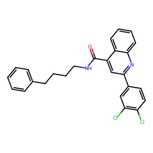 2-(3,4-dichlorophenyl)-N-(4-phenylbutyl)quinoline-4-carboxamide structure