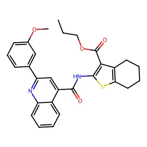 propyl 2-[[2-(3-methoxyphenyl)quinoline-4-carbonyl]amino]-4,5,6,7-tetrahydro-1-benzothiophene-3-carboxylate structure