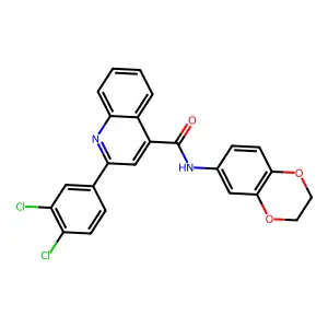 2-(3,4-dichlorophenyl)-N-(2,3-dihydro-1,4-benzodioxin-6-yl)quinoline-4-carboxamide structure