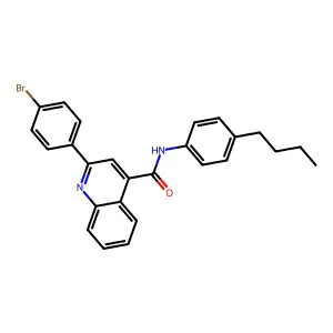 2-(4-bromophenyl)-N-(4-butylphenyl)quinoline-4-carboxamide structure