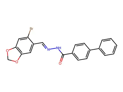 N-[(6-bromo-1,3-benzodioxol-5-yl)methylideneamino]-4-phenylbenzamide structure