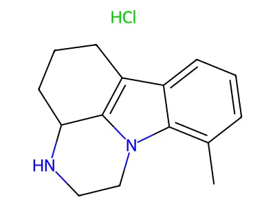 2,3,3a,4,5,6-Hexahydro-10-methyl-1H-pyrazino(3,2,1-jk)carbazole monohydrochloride structure