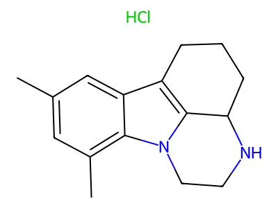 2,3,3a,4,5,6-Hexahydro-8,10-dimethyl-1H-pyrazino(3,2,1-jk)carbazole monohydrochloride structure