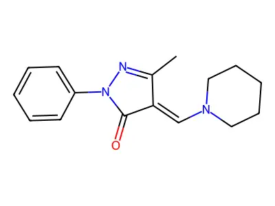 5-Methyl-2-phenyl-4-(piperidin-1-ylmethylidene)pyrazol-3-one structure
