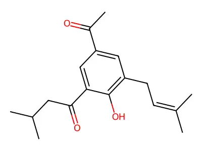 1-[5-Acetyl-2-hydroxy-3-(3-methyl-2-butenyl)phenyl]-3-methyl-1-butanone structure