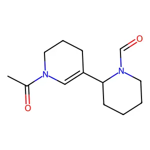 Pyridine, 1-acetyl-5-(1-formyl-2-piperidinyl)-1,2,3,4-tetrahydro- structure