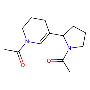 1-Acetyl-5-(1-acetyl-2-pyrrolidinyl)-1,2,3,4-tetrahydropyridine structure
