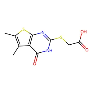(4-Hydroxy-5,6-dimethyl-thieno[2,3-d]pyrimidin-2-ylsulfanyl)-acetic acid structure