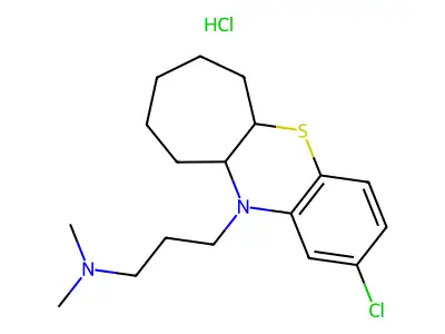 Benzo(b)cyclohepta(e)(1,4)thiazine, 5a,6,7,8,9,10,10a,11-octahydro-2-chloro-11-(3-(dimethylamino)propyl)-, hydrochloride structure