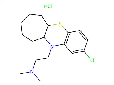 Benzo(b)cyclohepta(e)(1,4)thiazine, 5a,6,7,8,9,10,10a,11-octahydro-2-chloro-11-(2-(dimethylamino)ethyl)-, hydrochloride structure