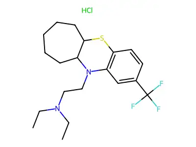 Benzo(b)cyclohepta(e)(1,4)thiazine, 5a,6,7,8,9,10,10a,11-octahydro-11-(2-(diethylamino)ethyl)-2-trifluoromethyl-, hydrochloride structure