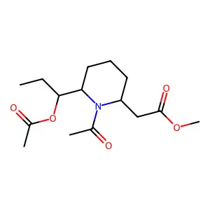 2-Piperidineacetic acid, 1-acetyl-6-[1-(acetyloxy)propyl]-, methyl ester structure