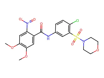 N-[4-Chloro-3-(morpholine-4-sulfonyl)phenyl]-4,5-dimethoxy-2-nitrobenzamide structure