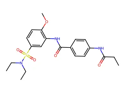 N-[5-(diethylsulfamoyl)-2-methoxyphenyl]-4-(propanoylamino)benzamide structure