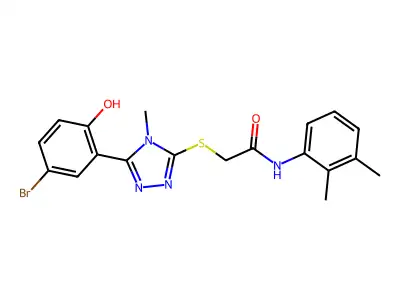 2-[[5-(3-bromo-6-oxocyclohexa-2,4-dien-1-ylidene)-4-methyl-1H-1,2,4-triazol-3-yl]sulfanyl]-N-(2,3-dimethylphenyl)acetamide structure