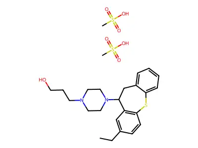 4-(10,11-Dihydro-8-ethyldibenzo(b,f)thiepin-10-yl)-1-piperazinepropanol methanesulfonate H2O structure