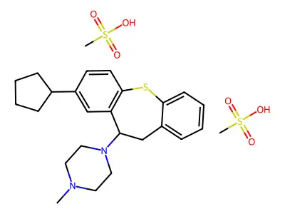 C24H30N2S.2CH4O3S.1/2H2O structure