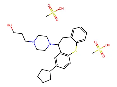 C26H34N2OS.2CH4O3S.1/2H2O structure
