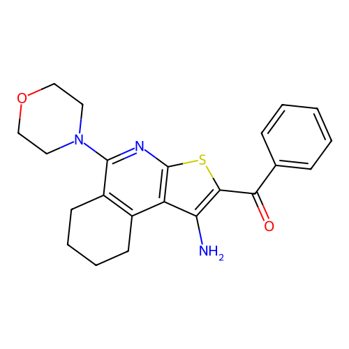 (1-amino-5-morpholin-4-yl-6,7,8,9-tetrahydrothieno[2,3-c]isoquinolin-2-yl)-phenylmethanone structure