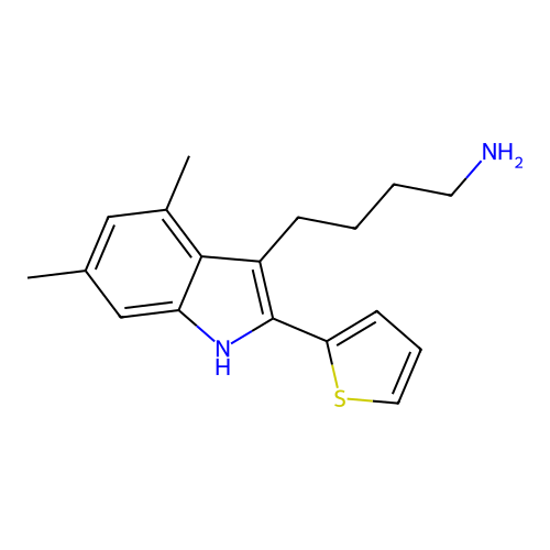 4-(4,6-dimethyl-2-thiophen-2-yl-1H-indol-3-yl)butan-1-amine structure