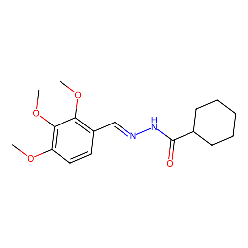 N-[(2,3,4-trimethoxyphenyl)methylideneamino]cyclohexanecarboxamide structure