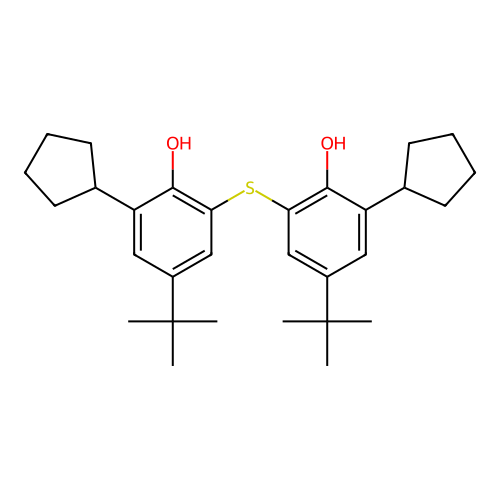 2,2'-Thiobis(4-tert-butyl-6-cyclopentylphenol) structure